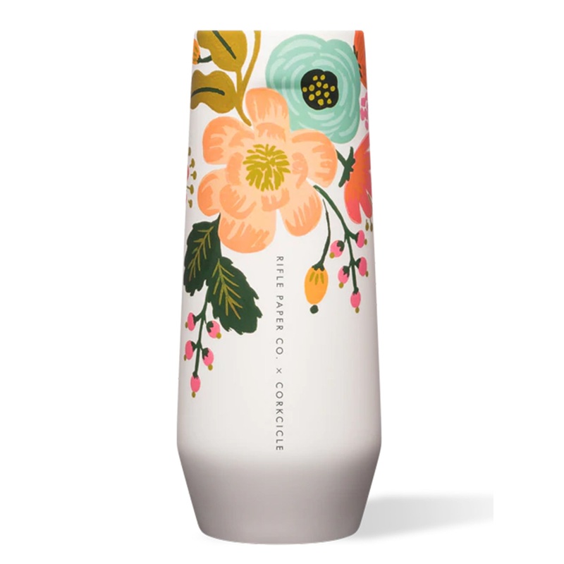 Corkcicle x Rifle Paper Co. 7oz Gloss Cream Lively Floral Stemless Flute 20OZ GLOSS CREAM LIVELY FLORAL