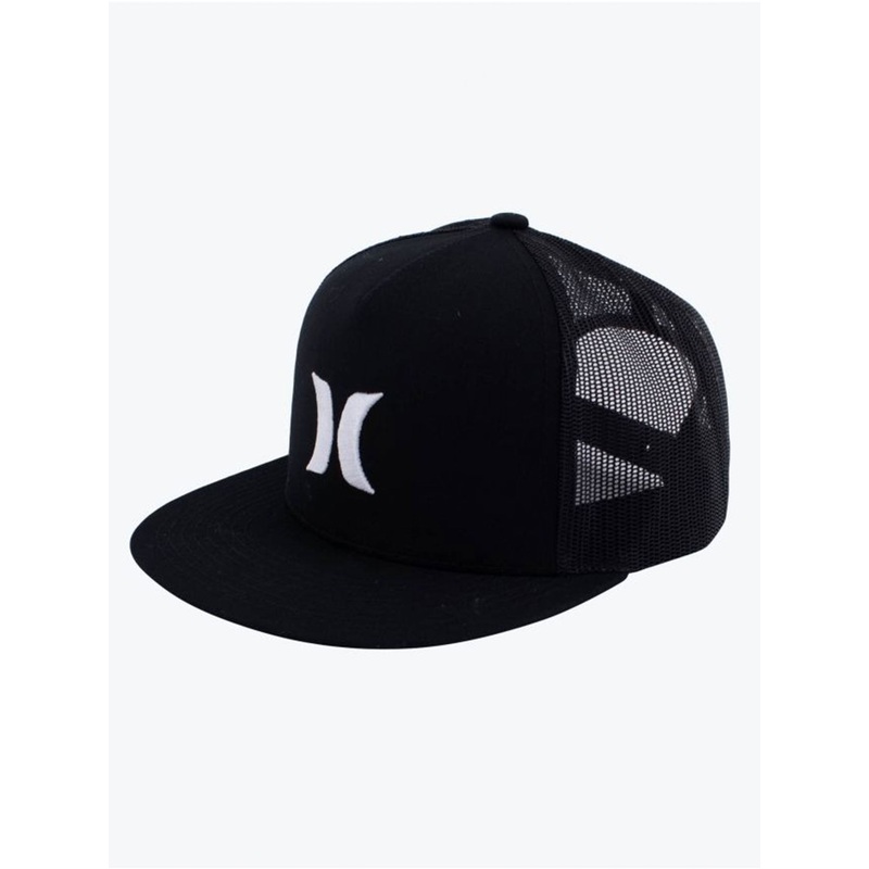 Icon Solid Flat Trucker Snapback Hat O/S BLACK (010)