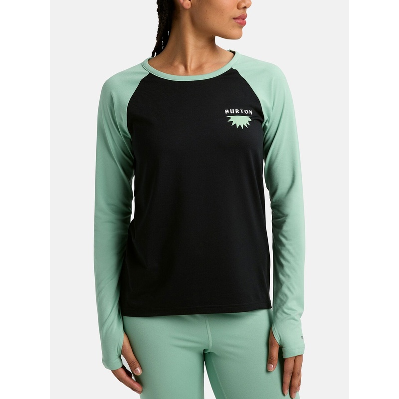 Roadie Tech Midweight Base Layer (Women) SM TRUE BLACK/SOFT SAGE (EW7)