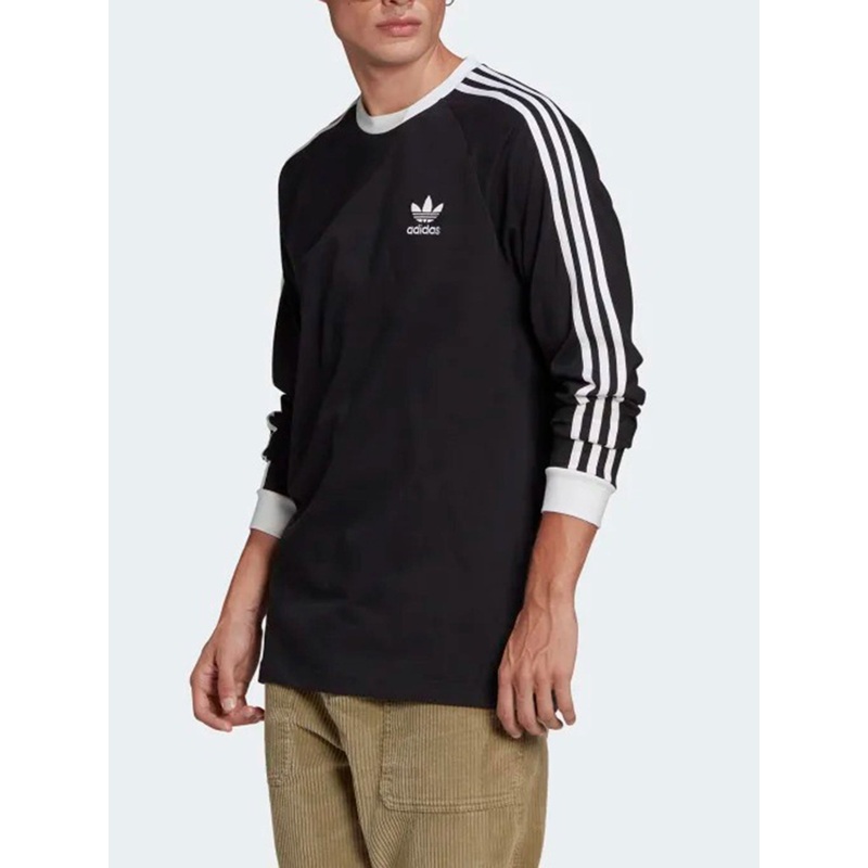 Adicolor 3 Stripes Long Sleeve Black T-Shirt SM BLACK