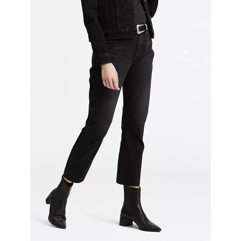 501 Tapered Straight Fit Crop Jeans 23X28 BLACK SPROUT (0085)