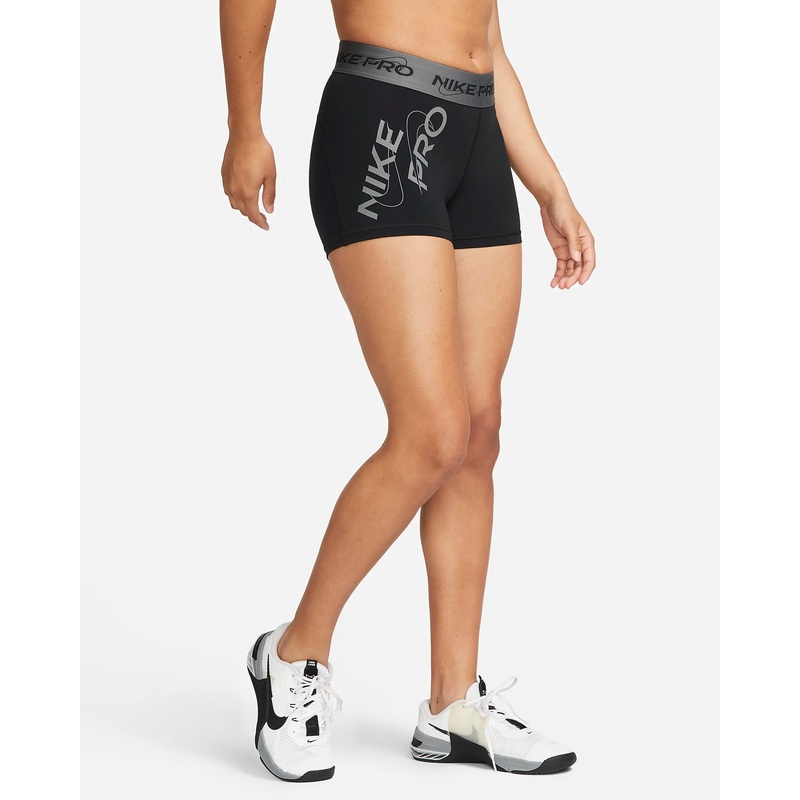 Women’s Pro Mid-Rise 3″ Graphic Shorts BLACK XS