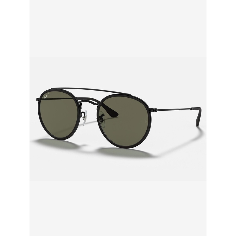 Round Double Bridge Black/G-15 Green Sunglasses 51 BLACK/G-15 GREEN