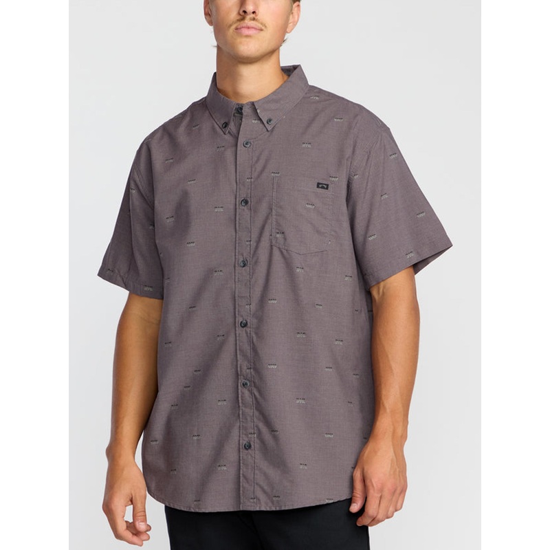All Day Jacquard Short Sleeve Buttondown Shirt SM GREY VIOLET (GVO)