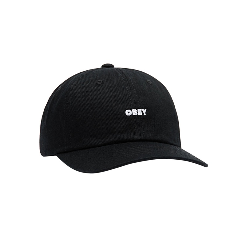 Bold Curve 6 Panel Strapback Hat O/S BLACK