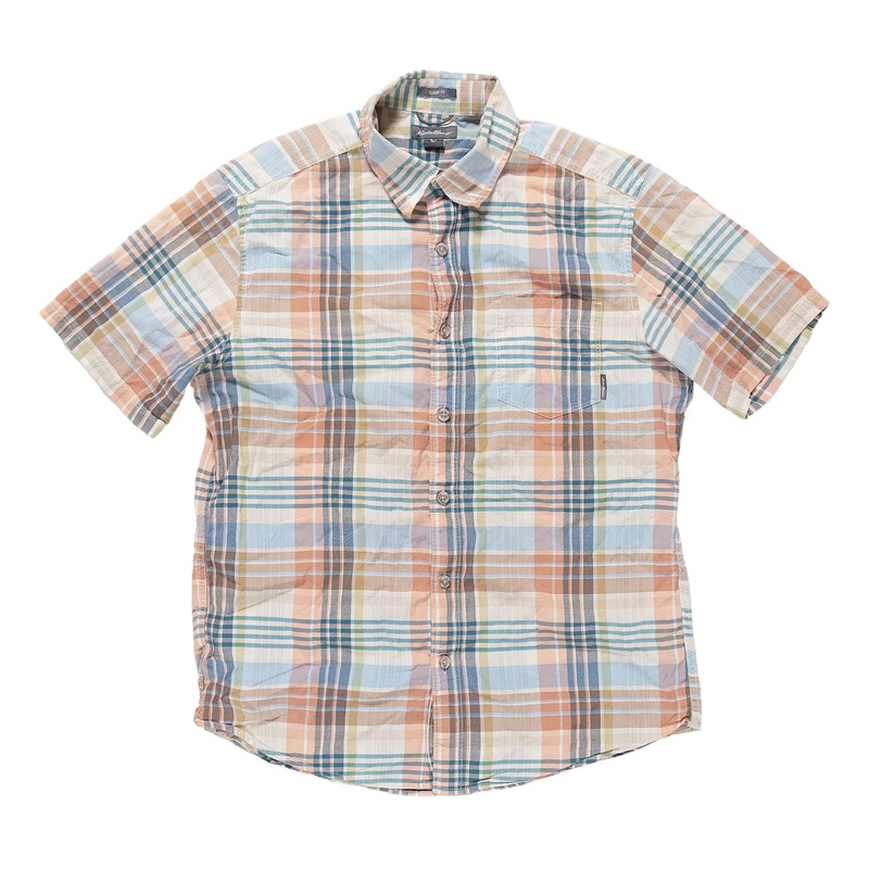 Eddie Bauer Print Short Sleeve Button Down Shirt – Men’s M Plaid