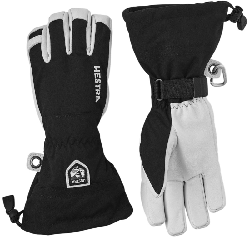 Hestra Army Leather Heli Ski Gloves S (7) Black/White New
