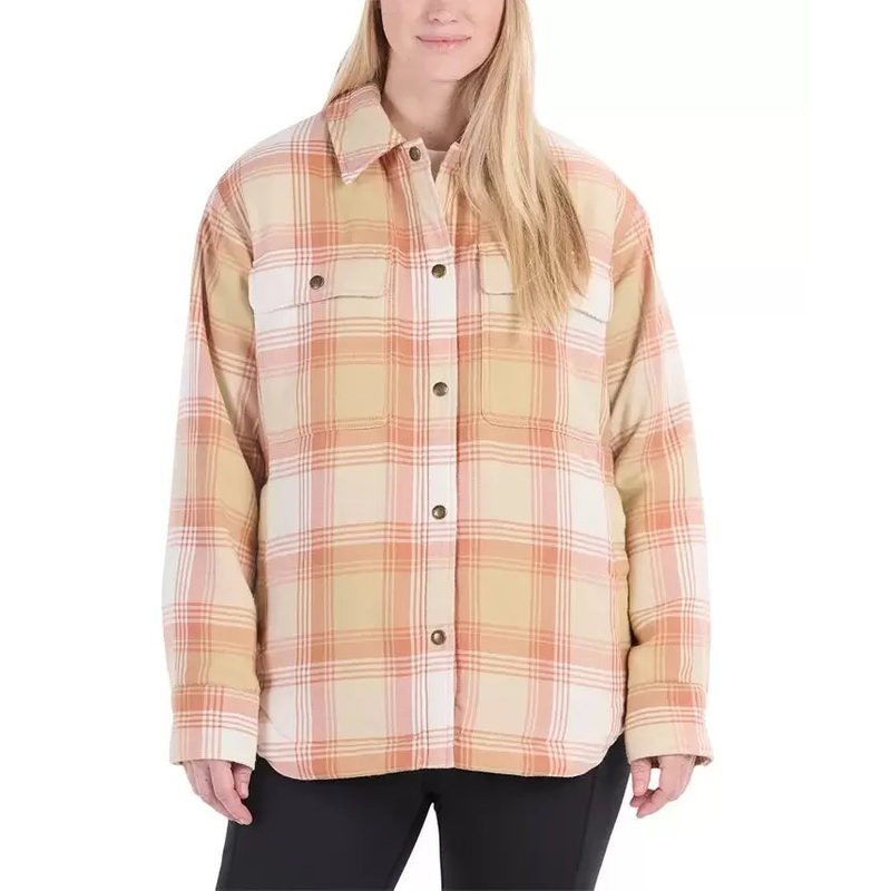 Marmot Ridgefield Sherpa Lined Flannel Jacket M Light Oak/Papyrus