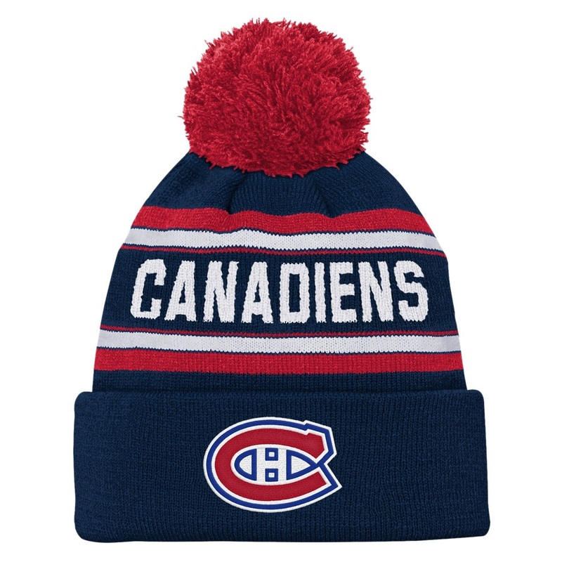 NHL Canadiens Junior Jacquard Knit Cuffed Toque with Pompom MONTREAL CANADIENS