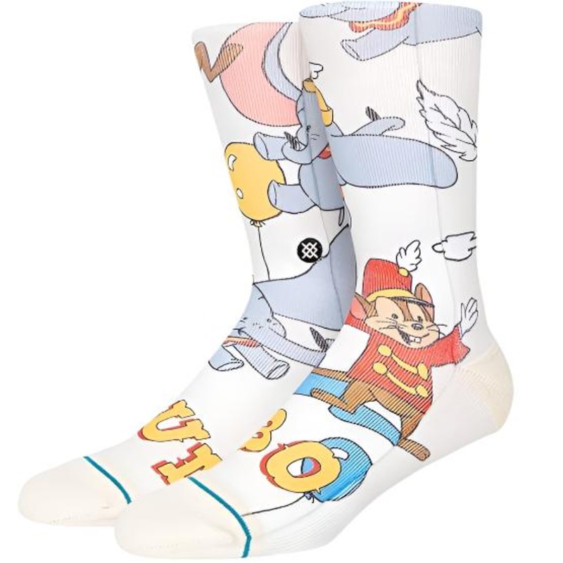 Stance Disney 100 Dumbo By Travis Millard Crew Sock 2023 OFF WHT L