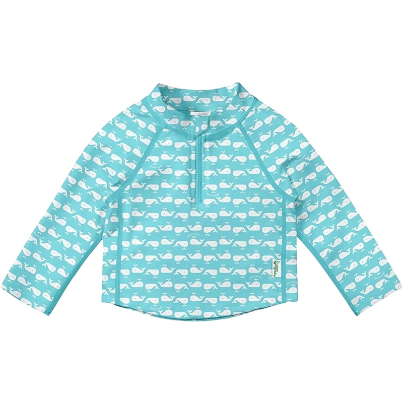 Youth Zip Rashguard Aqua Whale Geo 6M