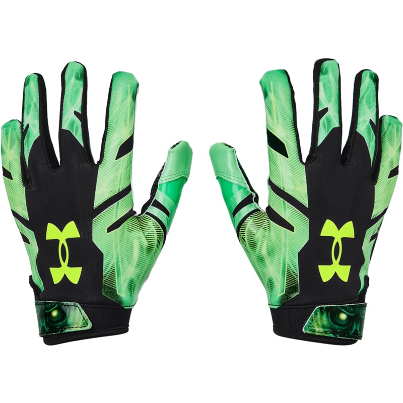 Youth UA F8 Football Gloves 001-Black/Vapor Green S