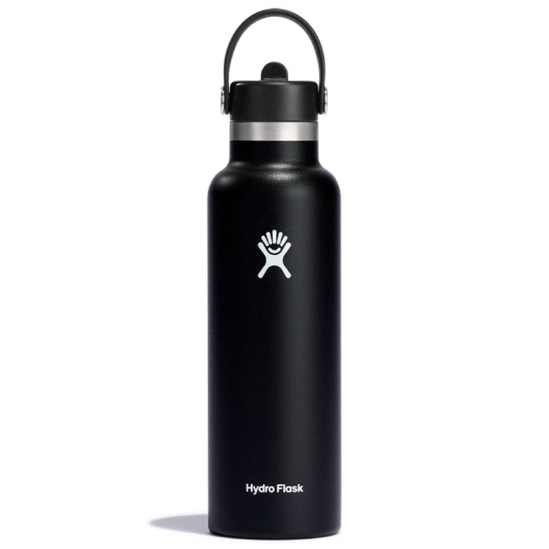 21oz Standard Mouth with Flex Straw Cap Black Bottle 21OZ BLACK