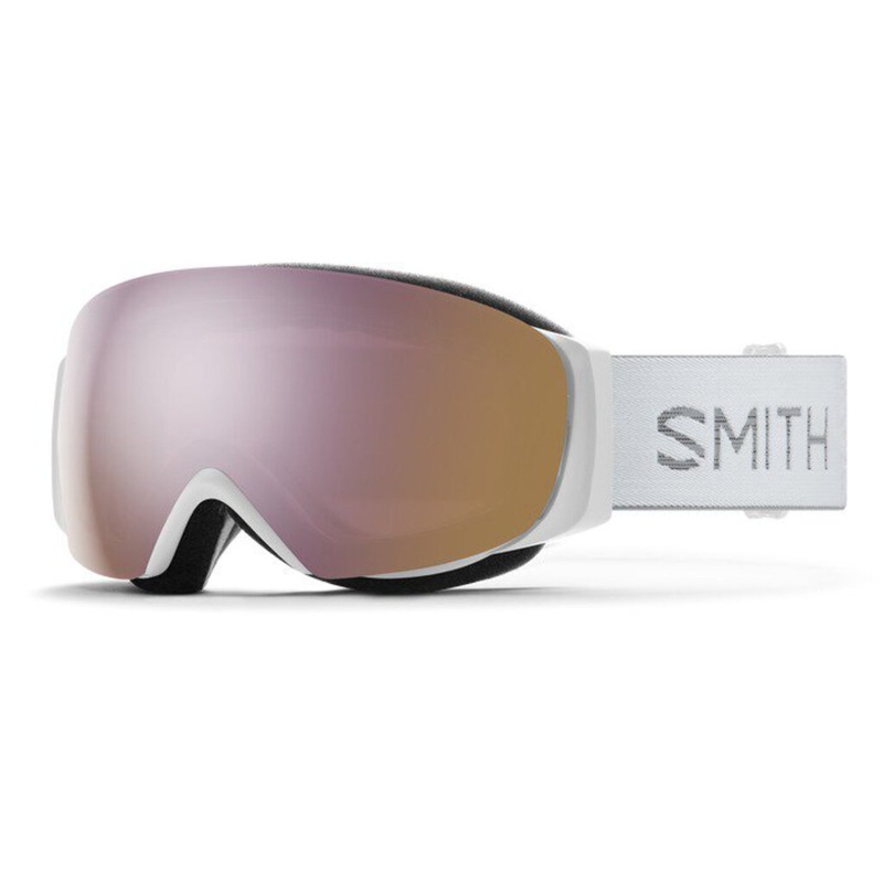 Smith I/O MAG S Goggles S White Chunky Knit + ChromaPop Everyday Rose Gold Mirror Lens New