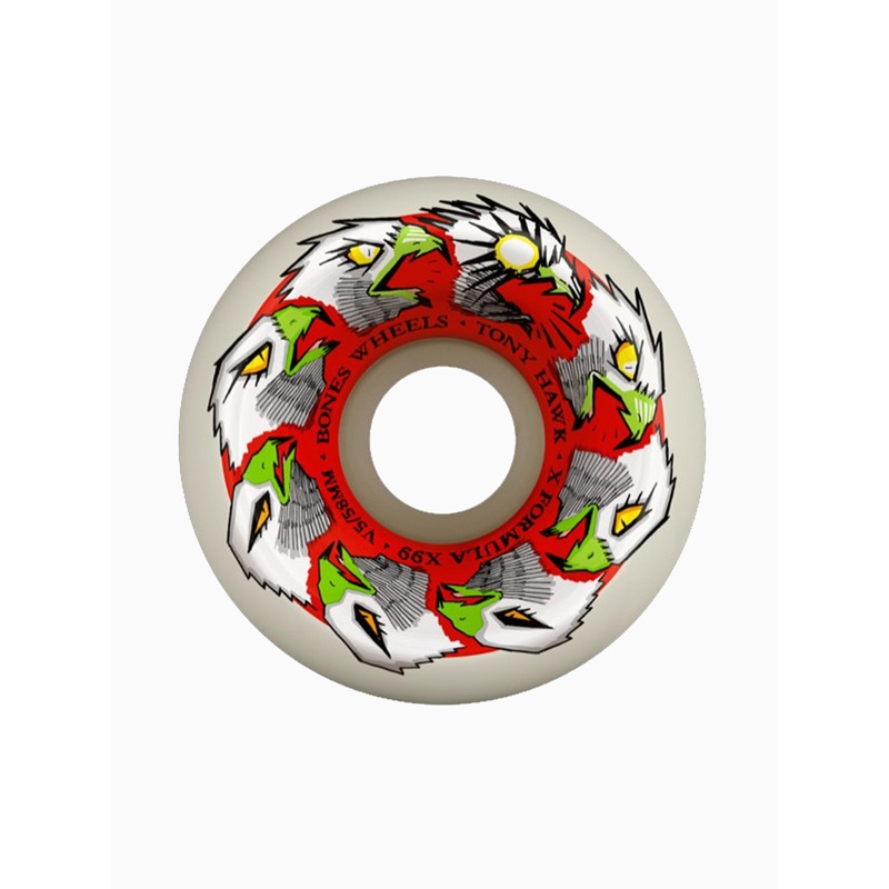 X-Formula V5 Sidecut Hawk Animation Skateboard Wheels 58MM/99A WHITE