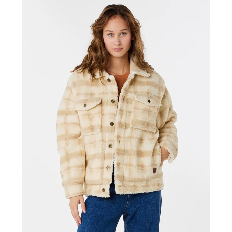 Women’s Sunrise Session Sherpa Lined Button Up Jacket BEIGE S