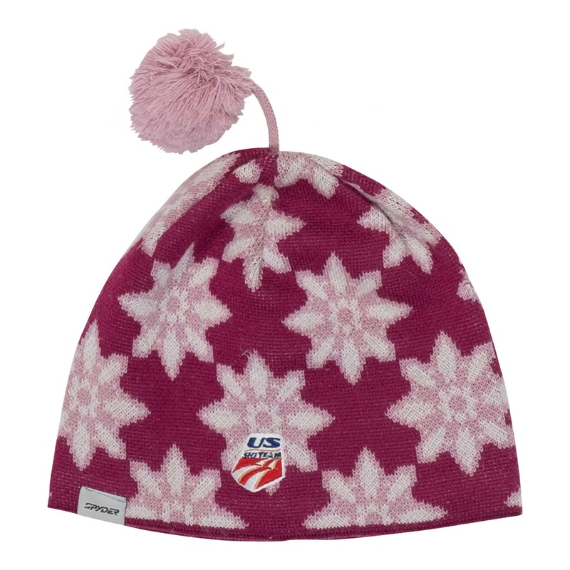 Spyder US Ski Team Snowflake Pom Beanie OSFM Pink