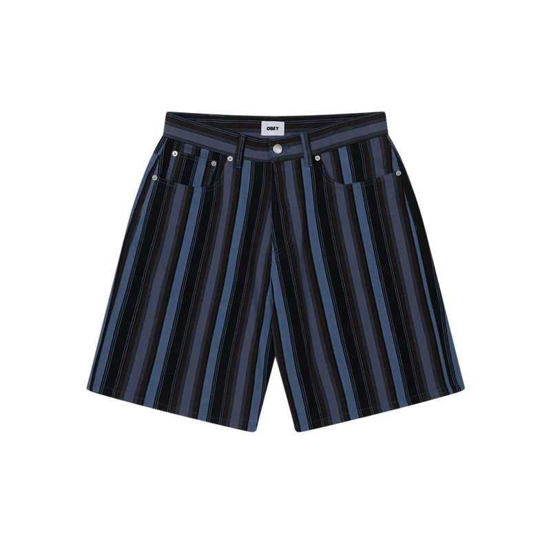 Baja Stripe Baggy Denim Shorts 30 BLACK MULTI (BKM)