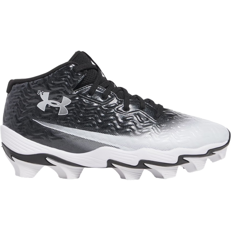 Youth Spotlight Hammer Wide Football Cleats 001-Black/White 3.5