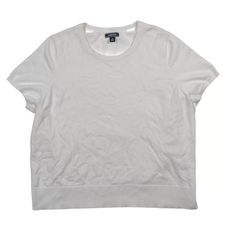 Lands’ End Fine Gauge Jewelneck Sweater – Women’s 3X White