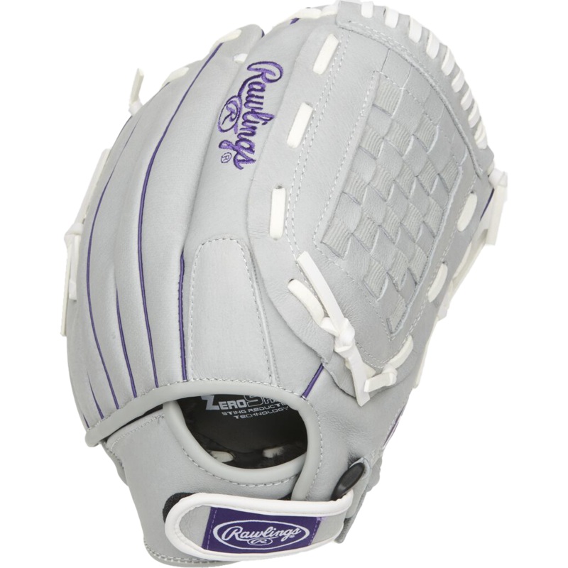 Youth Sure Catch Fast Pitch Outfield – 12.5″ Basket Web Gray/Purple 12.5 in