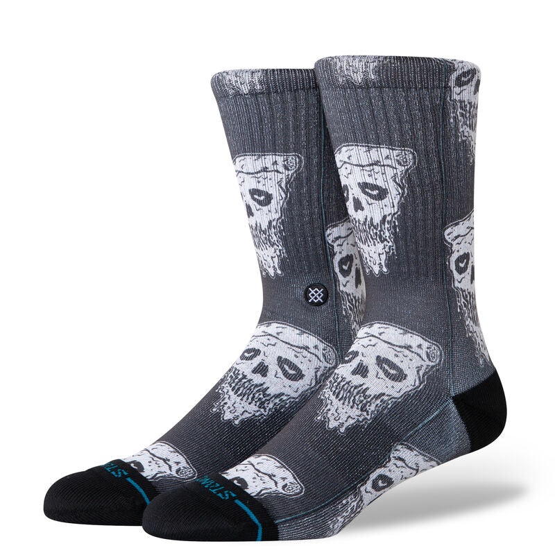 Stance Pizza Face Casual Crew Sock 2024 WHT BLK L
