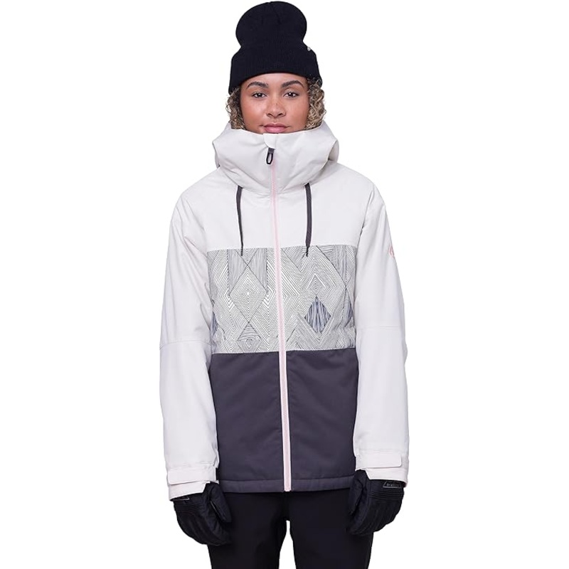 686 Womens Athena Jacket – Insulated Coat with 2-Layer Fabric Design, Modern Fit and Taped Seams – Water & Weather Resistant – Birch Geo Colorblock | C&R Ski/Outdoor