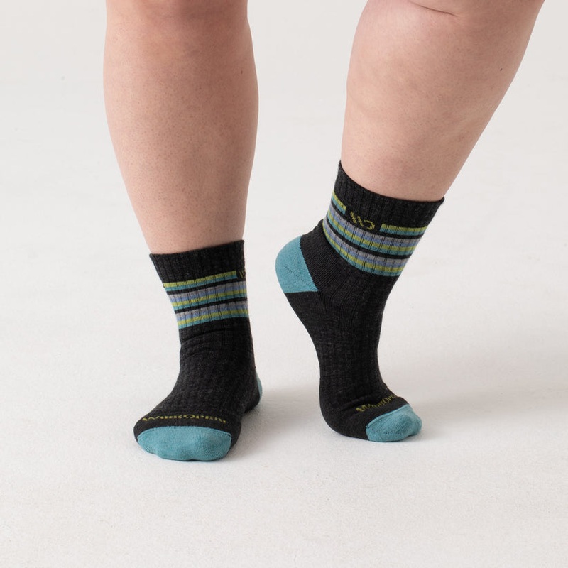 Wide Open Multi Stripe 9502 Cushioned MW Crew Sock Wmn’s Denim Sm