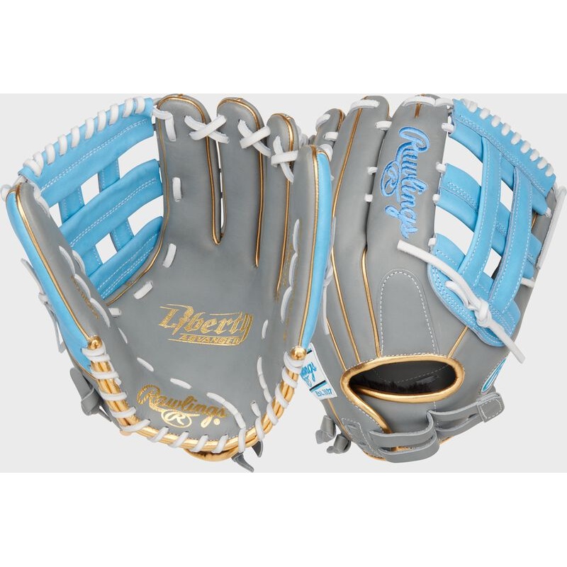 Rawlings Liberty Advanced Color Series Outfield Glove – 12.75″ GRAY/COLUMBIA BLUE 12.75″ LEFT HAND THROW