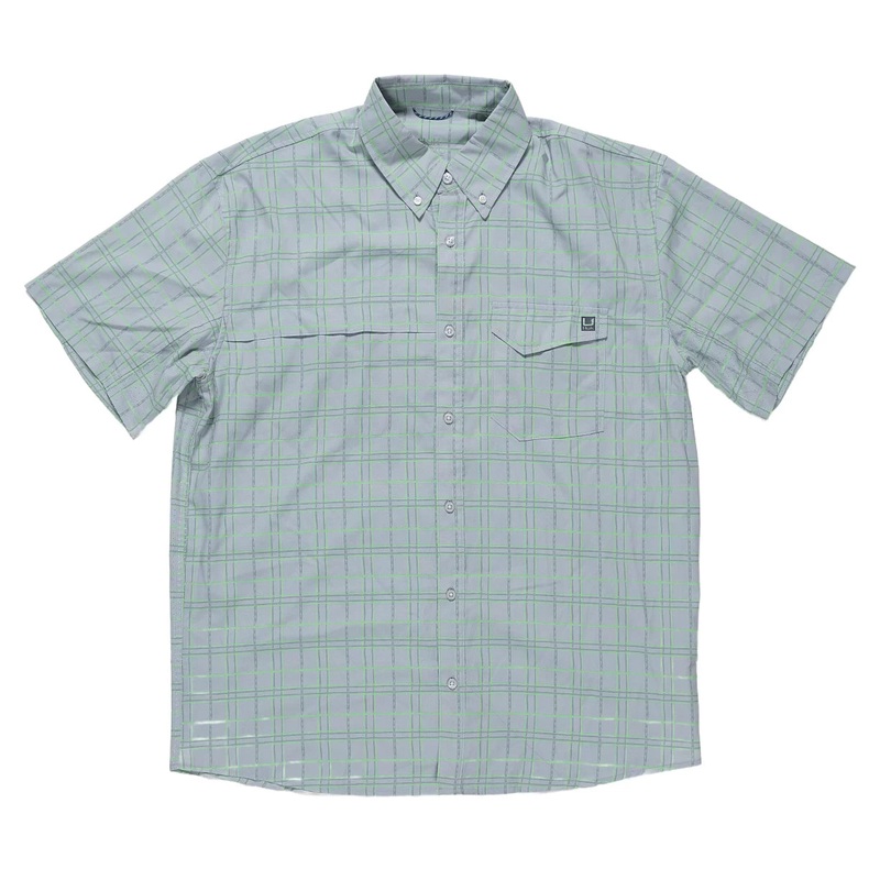 Huk Tide Point Printed Short Sleeve Shirt – Men’s L Harbor Mist