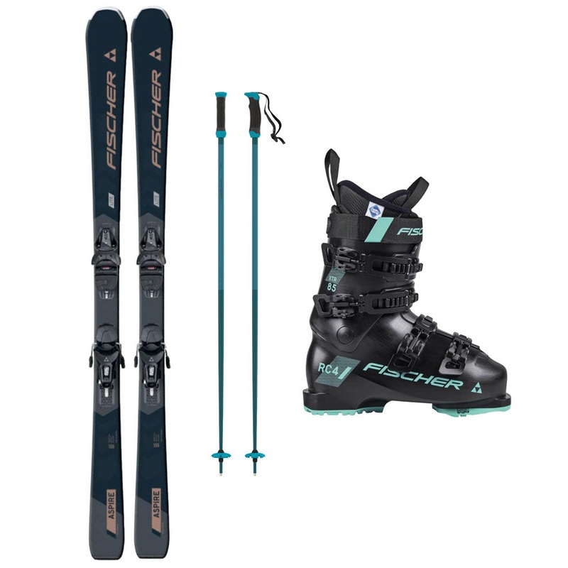 2025 Fischer Aspire Lite w/ XTR RC4 85 HV Boots and Atomic Poles Package 140cm 22.5 115cm